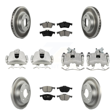 Front Rear Disc Brake Caliper Coat Rotors Semi-Metallic Pad Kit (10Pc) For Mazda 3 Sport KCG-100970S