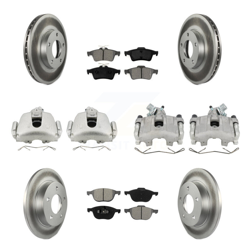 Front Rear Disc Brake Caliper Coat Rotors Semi-Metallic Pad Kit (10Pc) For Mazda 3 Sport KCG-100970S