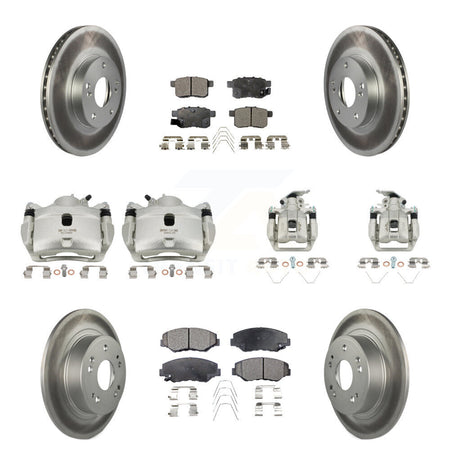 Front Rear Brake Caliper Coat Rotor Ceramic Pad Kit (10Pc) For Honda Accord LX with 2.4L KCG-100970T
