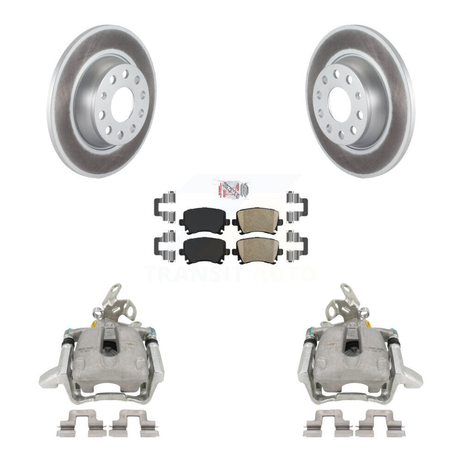 Rear Disc Brake Caliper Coated Rotors And Ceramic Pads Kit For Volkswagen Jetta GTI Audi A3 Quattro KCG-100972N