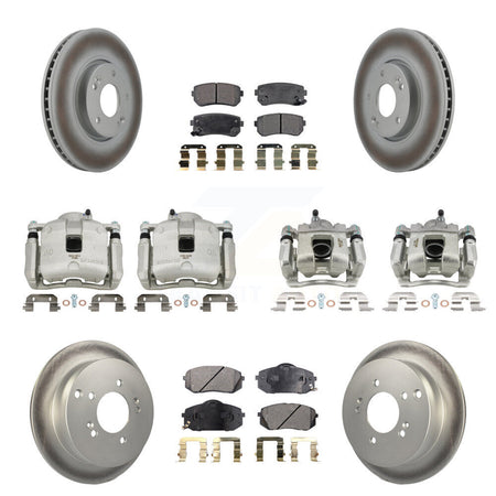 Front Rear Disc Brake Caliper Coat Rotor & Semi-Metallic Pad Kit (10Pc) For Kia Sportage KCG-100973P