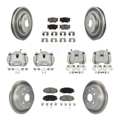 Front Rear Disc Brake Caliper Coated Rotor And Ceramic Pad Kit (10Pc) For Toyota RAV4 LE KCG-100974C