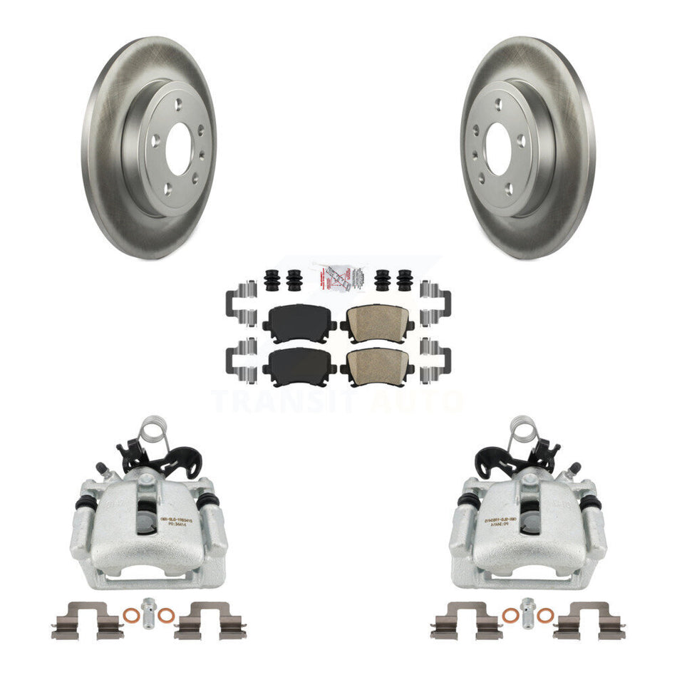 Rear Disc Brake Caliper Coated Rotors And Ceramic Pads Kit For Audi A4 Quattro KCG-100974N by Transit Auto