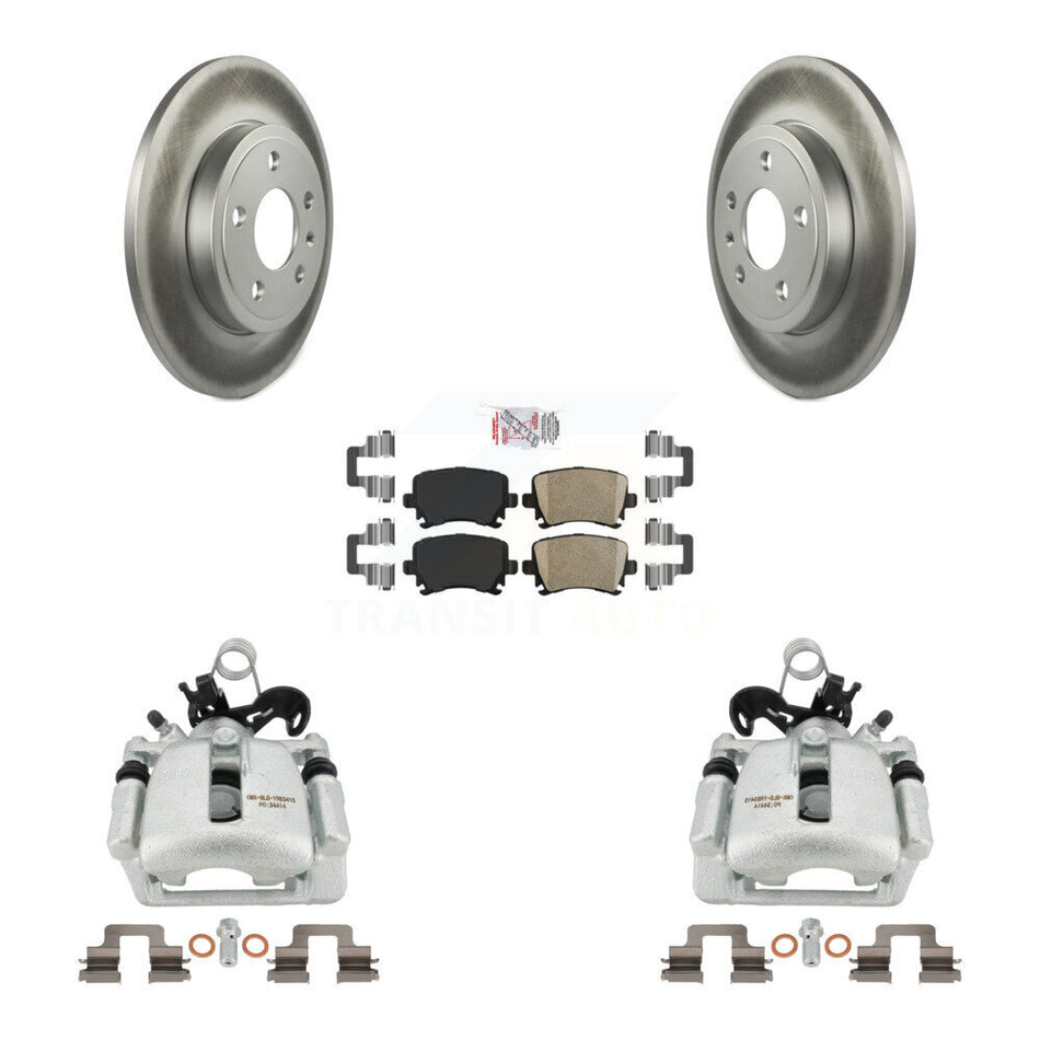 Rear Disc Brake Caliper Coated Rotors And Ceramic Pads Kit For Audi A4 Quattro KCG-100975N