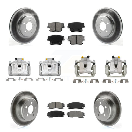 Front Rear Brake Caliper Coat Rotors Semi-Metallic Pad Kit (10Pc) For Chrysler 300 Dodge KCG-100975S