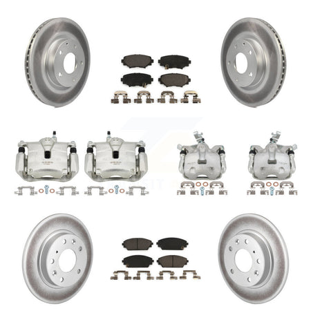 Front Rear Disc Brake Caliper Coat Rotor & Ceramic Pad Kit (10Pc) For Mazda 3 Sport 2.5L KCG-100975T