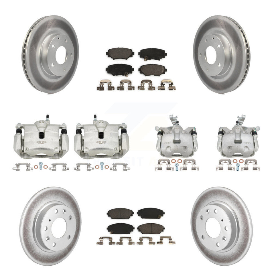Front Rear Disc Brake Caliper Coat Rotor & Ceramic Pad Kit (10Pc) For Mazda 3 Sport 2.5L KCG-100975T