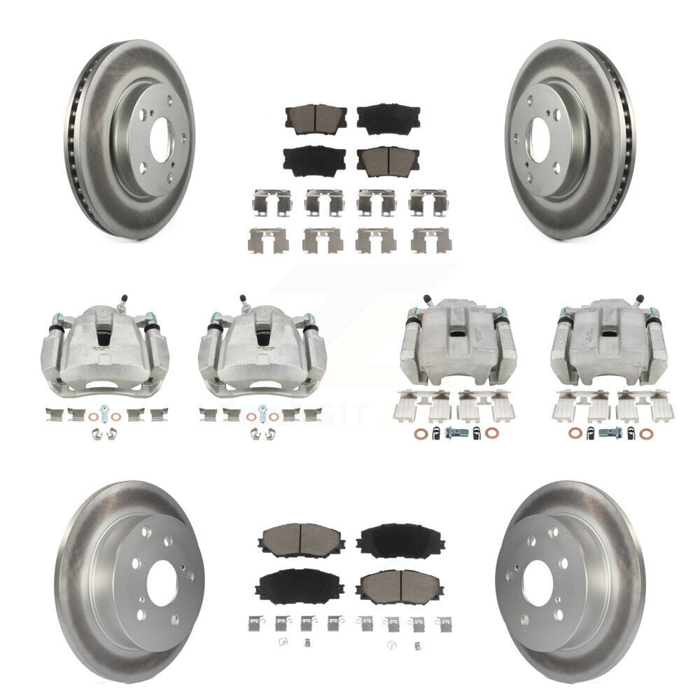 Front Rear Brake Caliper Coat Rotors Ceramic Pad Kit (10Pc) For 2014-2015 Toyota RAV4 LE KCG-100976C