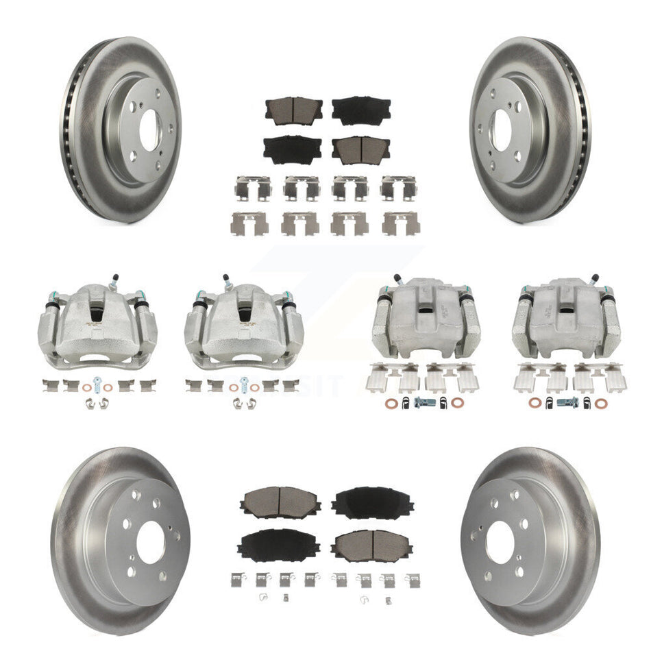 Front Rear Brake Caliper Coat Rotors Ceramic Pad Kit (10Pc) For 2014-2015 Toyota RAV4 LE KCG-100976C