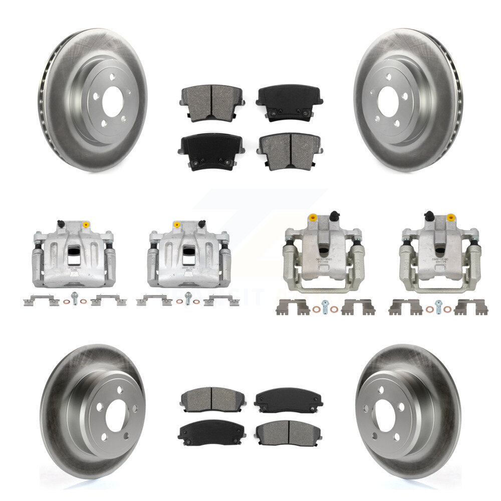 Front Rear Disc Brake Caliper Coat Rotors Semi-Metallic Pad Kit (10Pc) For Dodge Charger KCG-100976S