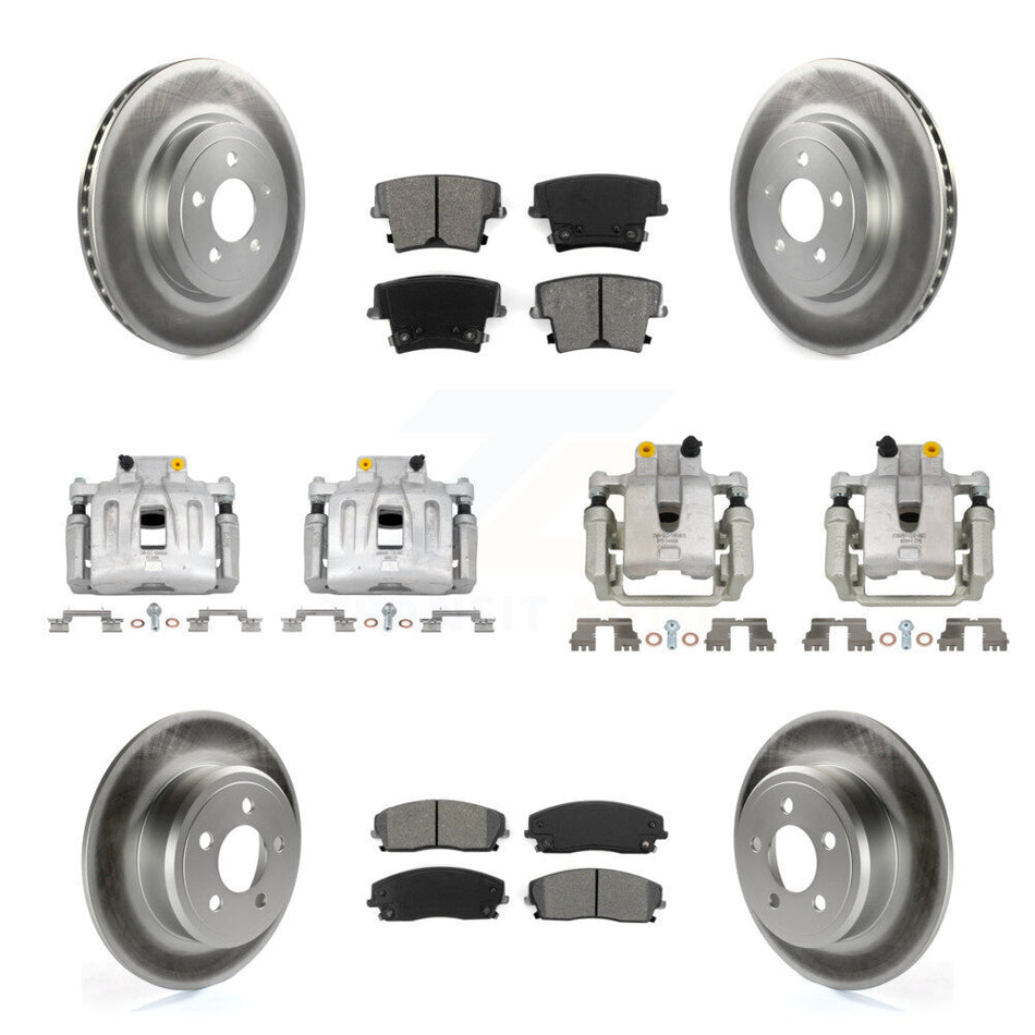Front Rear Disc Brake Caliper Coat Rotors Semi-Metallic Pad Kit (10Pc) For Dodge Charger KCG-100976S