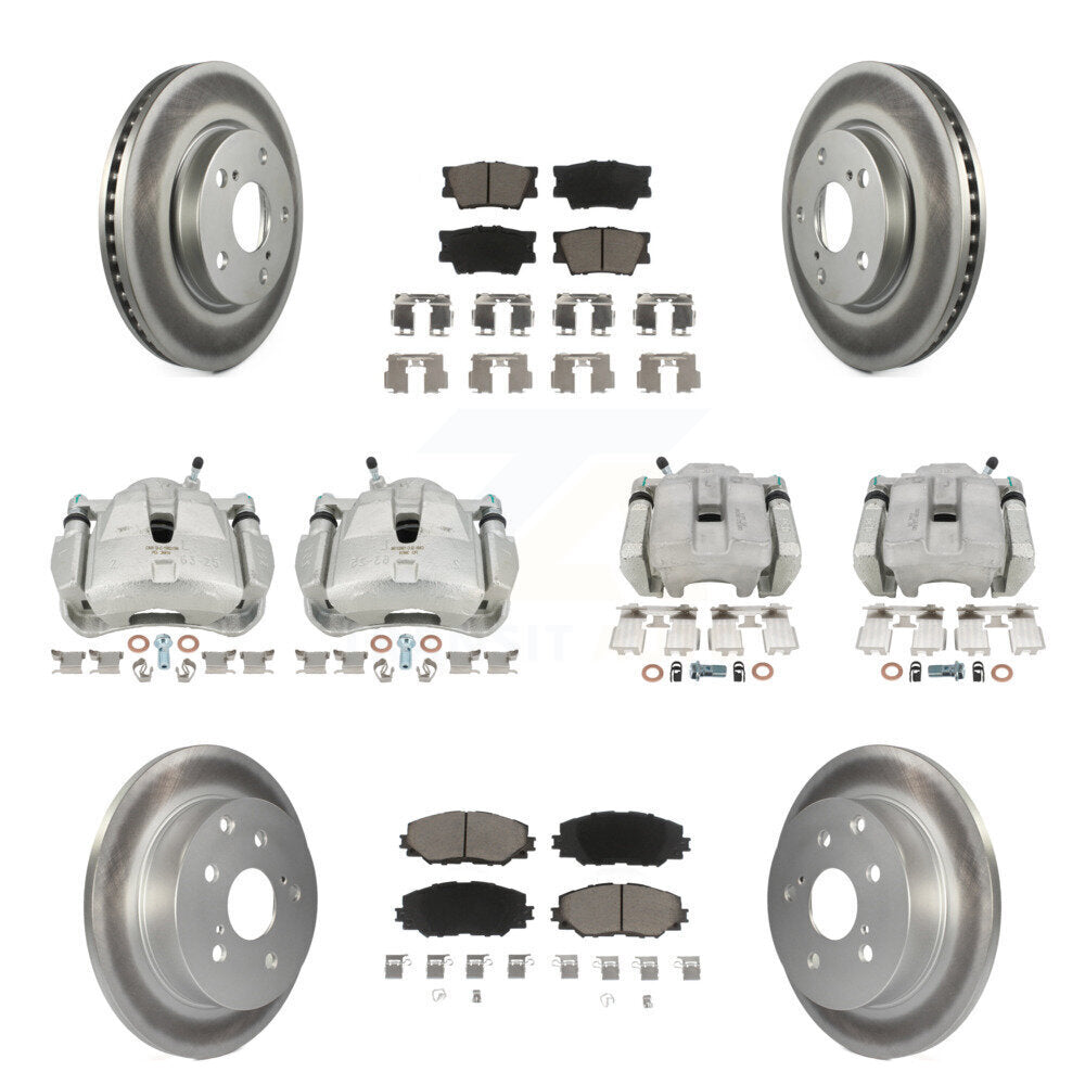 Front Rear Brake Caliper Coat Rotors Ceramic Pad Kit (10Pc) For 2014-2015 Toyota RAV4 LE KCG-100977C