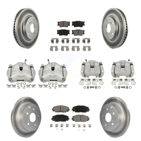 Front Rear Brake Caliper Coat Rotors Ceramic Pad Kit (10Pc) For 2014-2015 Toyota RAV4 LE KCG-100977C