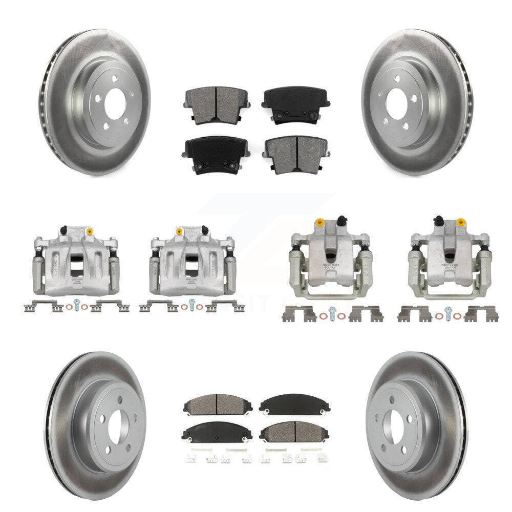 Front Rear Disc Brake Caliper Coat Rotor & Semi-Metallic Pad Kit (10Pc) For Chrysler 300 KCG-100977S