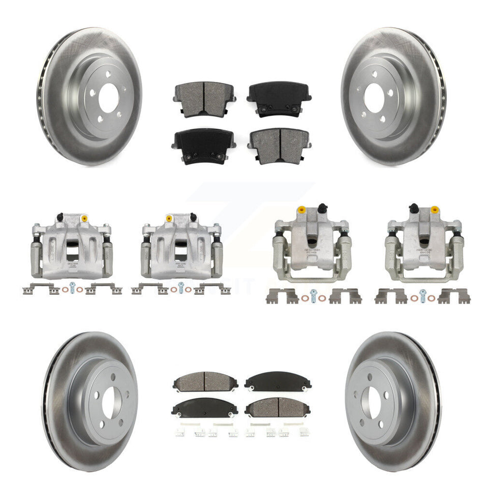 Front Rear Disc Brake Caliper Coat Rotor & Semi-Metallic Pad Kit (10Pc) For Chrysler 300 KCG-100977S
