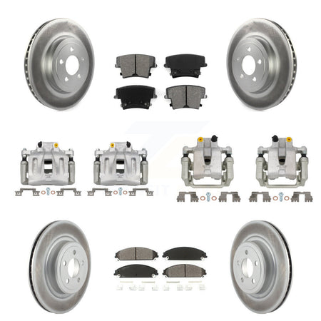 Front Rear Brake Caliper Coat Rotors Semi-Metallic Pad Kit (10Pc) For Dodge Charger 3.6L KCG-100978S