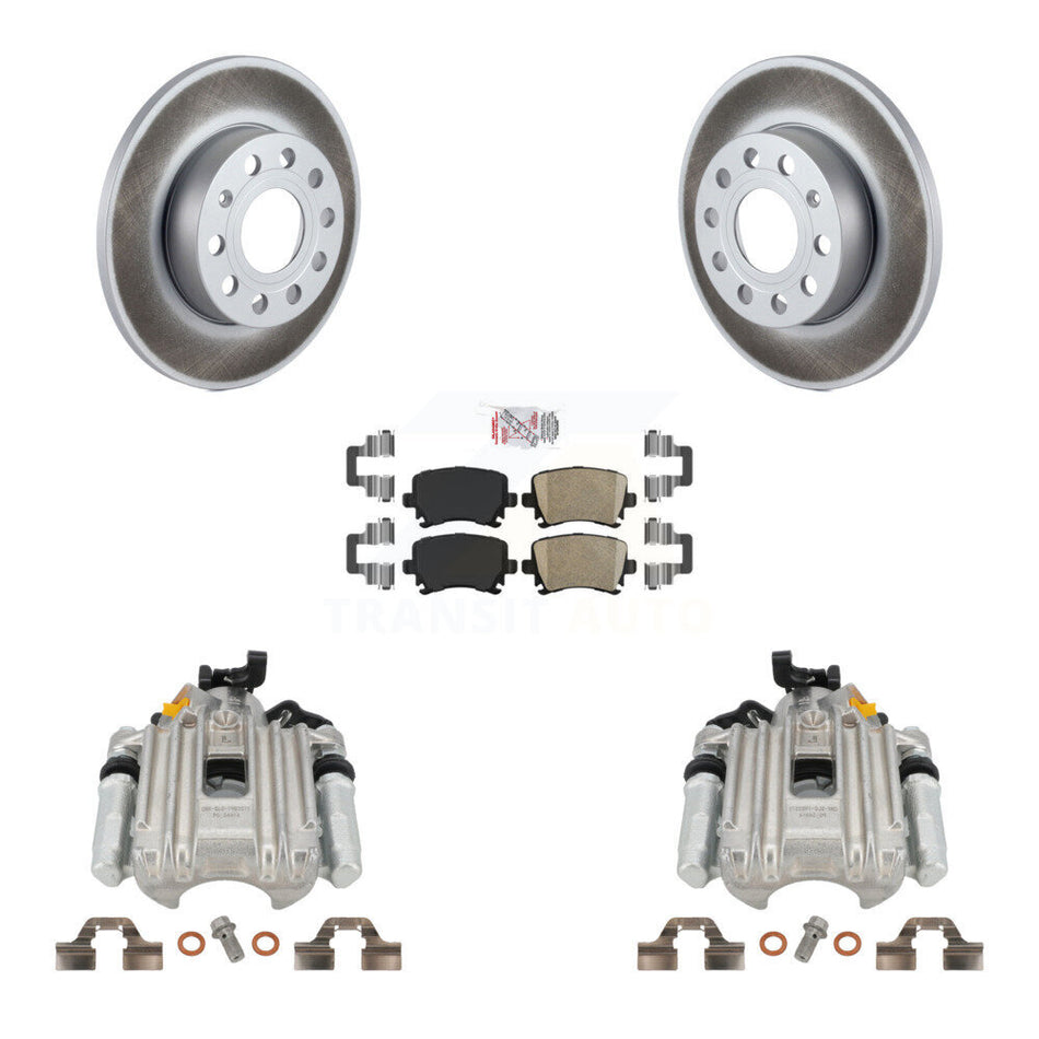 Rear Disc Brake Caliper Coated Rotors And Ceramic Pads Kit For Volkswagen Jetta With 260mm Diameter Rotor 7th 8th Digit Of VIN Is "1K" KCG-100979N