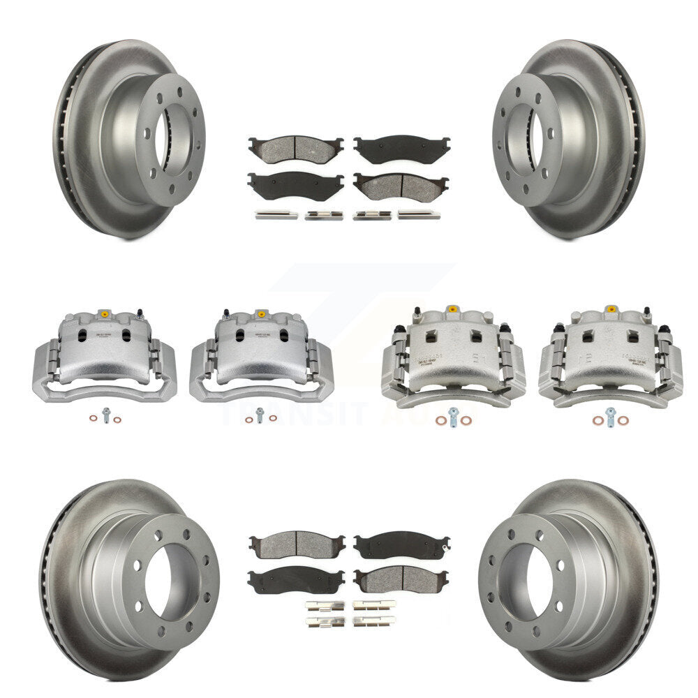 Front Rear Disc Brake Caliper Coat Rotor Semi-Metallic Pad Kit (10Pc) For Dodge Ram 3500 KCG-100979S