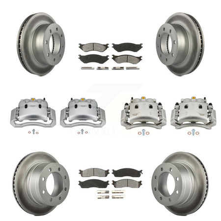 Front Rear Disc Brake Caliper Coat Rotor Semi-Metallic Pad Kit (10Pc) For Dodge Ram 3500 KCG-100979S