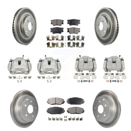 Front Rear Disc Brake Caliper Coated Rotor And Ceramic Pad Kit (10Pc) For Toyota RAV4 LE KCG-100979T