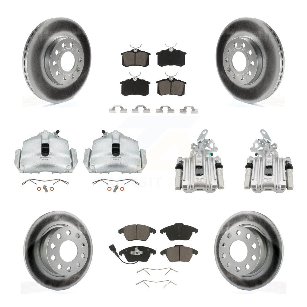 Front Rear Disc Brake Caliper Coat Rotors & Ceramic Pad Kit (10Pc) For Volkswagen Beetle KCG-100980C