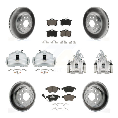 Front Rear Disc Brake Caliper Coat Rotors & Ceramic Pad Kit (10Pc) For Volkswagen Beetle KCG-100980C