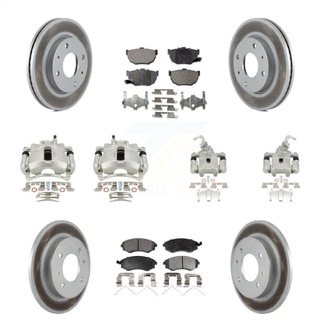 Front Rear Disc Brake Caliper Coated Rotors And Semi-Metallic Pads Kit (10Pc) For 2002 Hyundai Elantra rear brakes To 10 31 01 KCG-100980P by Transit Auto