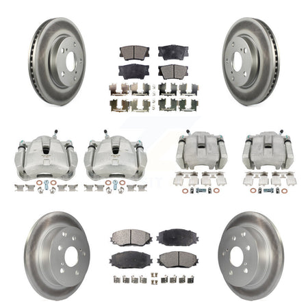 Front Rear Disc Brake Caliper Coated Rotor And Ceramic Pad Kit (10Pc) For Toyota RAV4 LE KCG-100980T