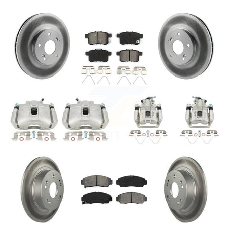 Front Rear Brake Caliper Coat Rotors Semi-Metallic Pad Kit (10Pc) For Honda Accord Acura KCG-100981S