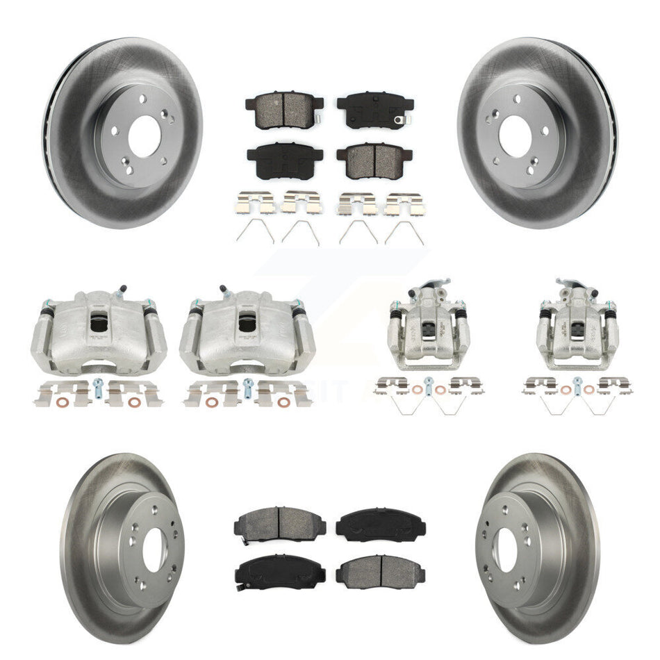 Front Rear Brake Caliper Coat Rotors Semi-Metallic Pad Kit (10Pc) For Honda Accord Acura KCG-100981S