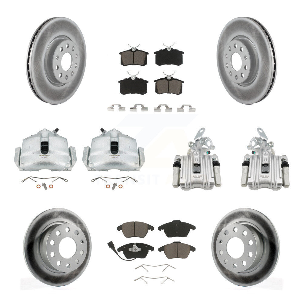 Front Rear Disc Brake Caliper Coat Rotors & Ceramic Pad Kit (10Pc) For Volkswagen Beetle KCG-100982C