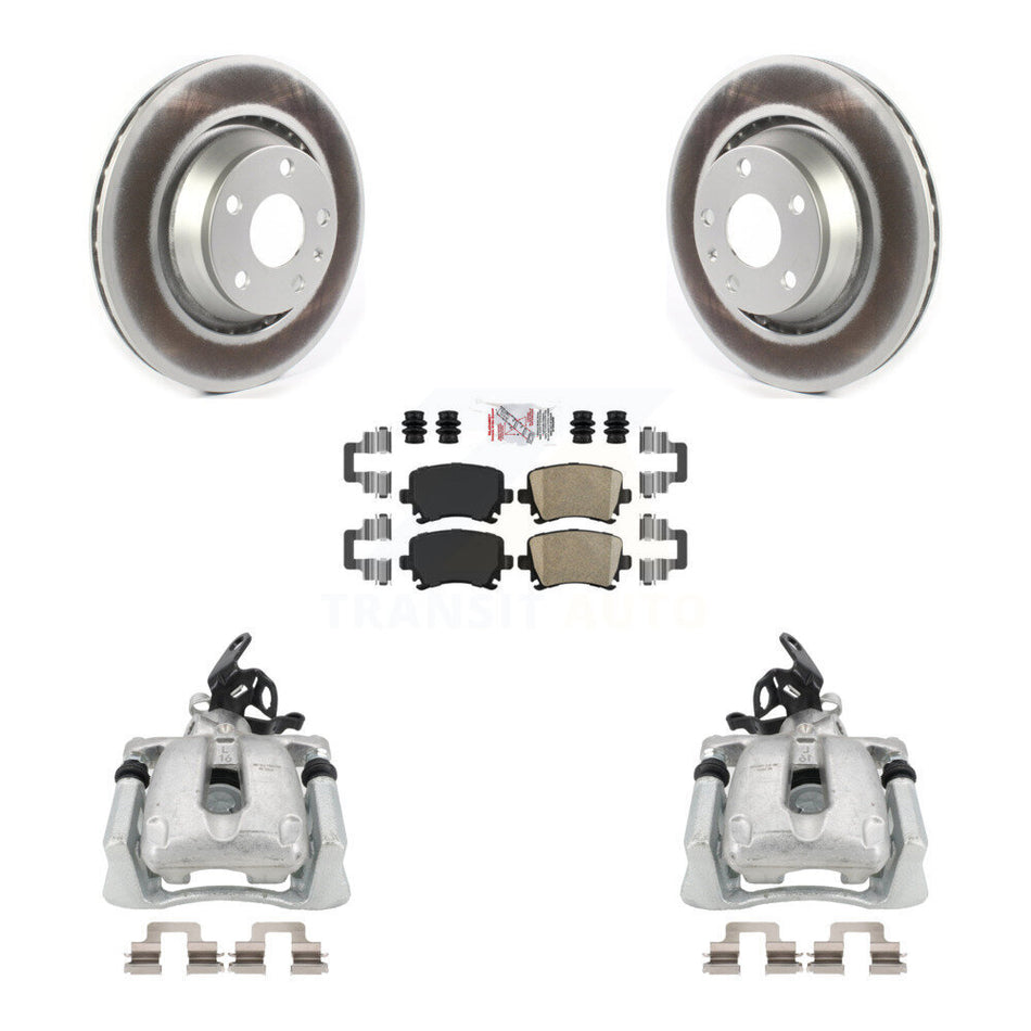 Rear Disc Brake Caliper Coated Rotors And Ceramic Pads Kit For 2008 Audi TT With 310mm Diameter Rotor KCG-100982N by Transit Auto