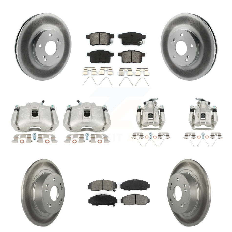Front Rear Brake Caliper Coat Rotors Semi-Metallic Pad Kit (10Pc) For Honda Accord Acura KCG-100983S
