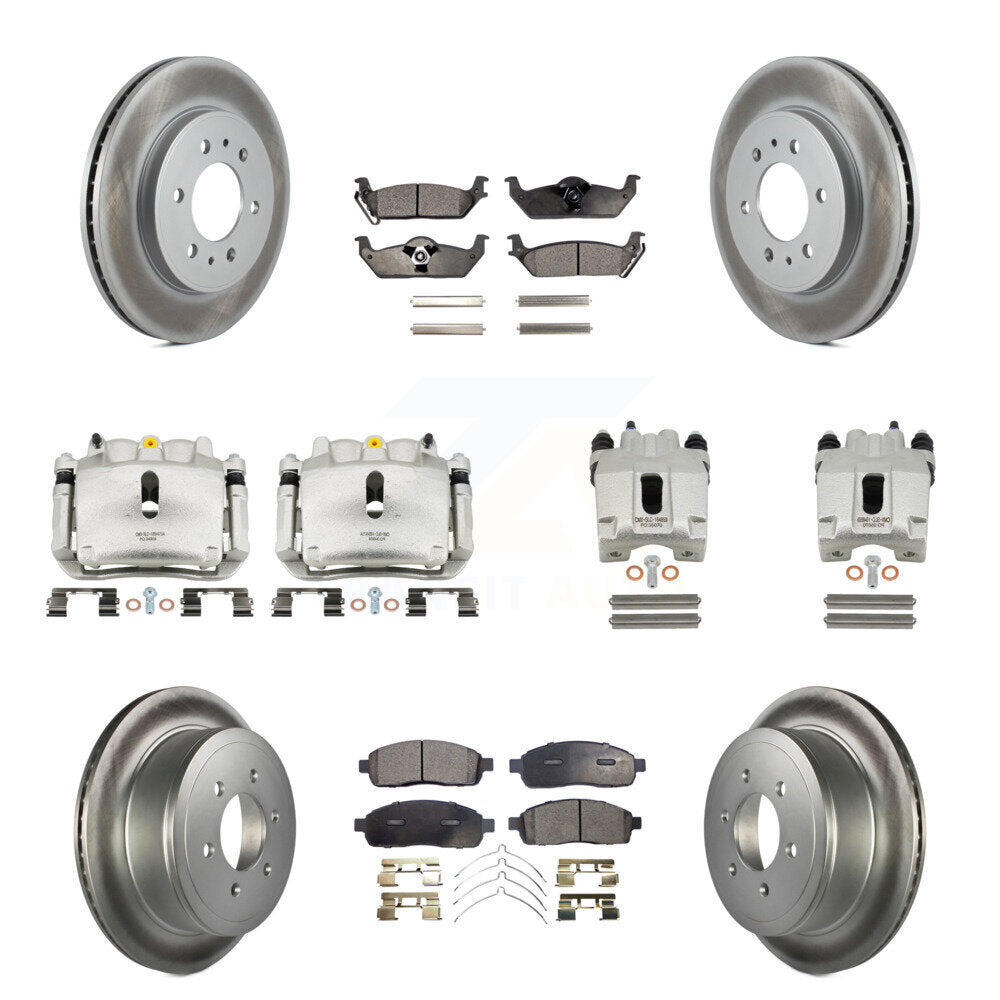 Front Rear Disc Brake Caliper Coat Rotor And Semi-Metallic Pad Kit (10Pc) For Ford F-150 KCG-100984P
