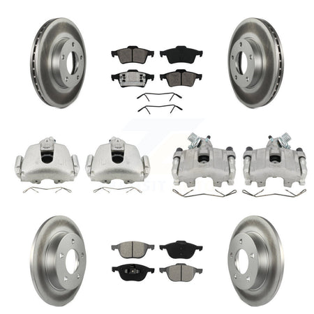 Front Rear Brake Caliper Coat Rotor & Semi-Metallic Pad Kit (10Pc) For 2005 Mazda 3 2.0L KCG-100984S