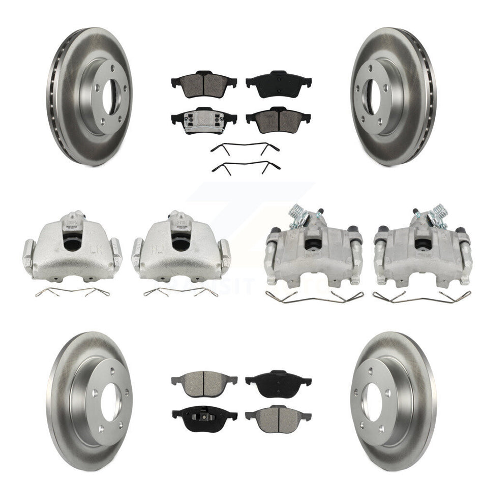 Front Rear Brake Caliper Coat Rotor & Semi-Metallic Pad Kit (10Pc) For 2005 Mazda 3 2.0L KCG-100984S