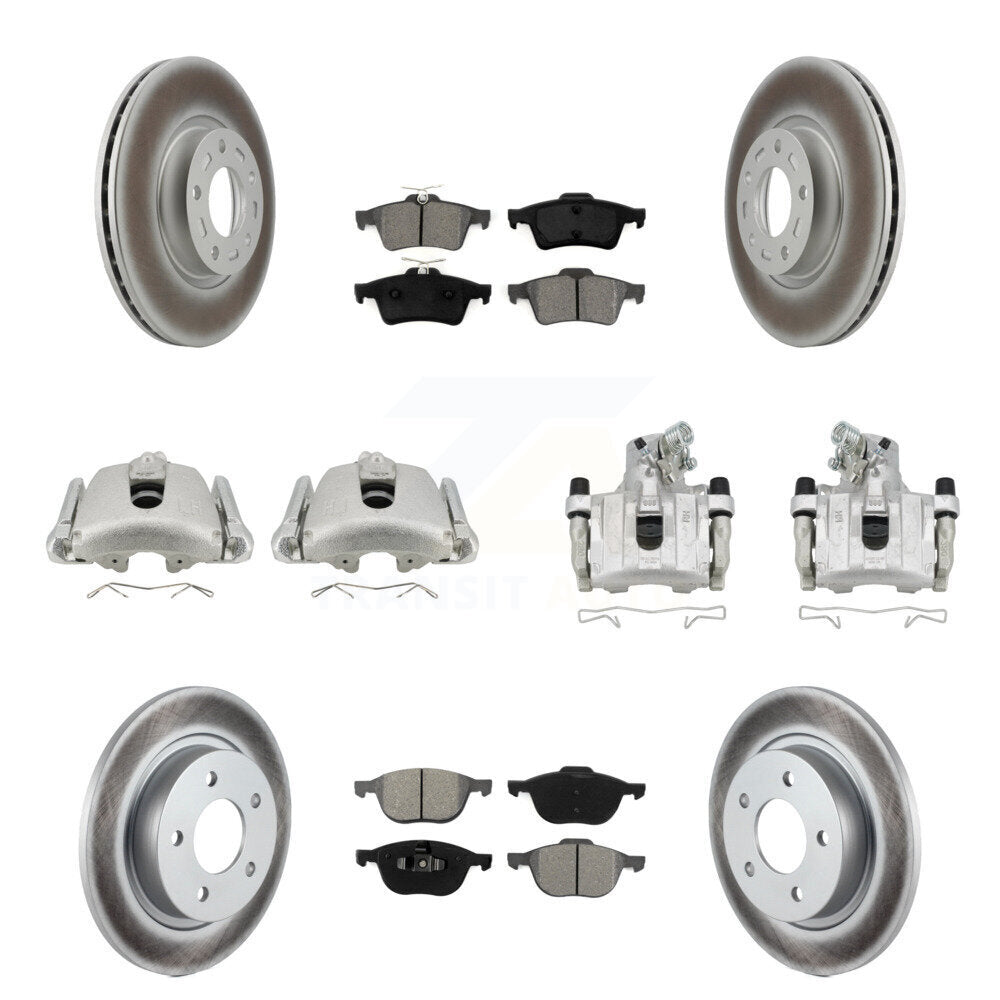 Front Rear Disc Brake Caliper Coat Rotors Semi-Metallic Pad Kit (10Pc) For Mazda 3 Sport KCG-100985S