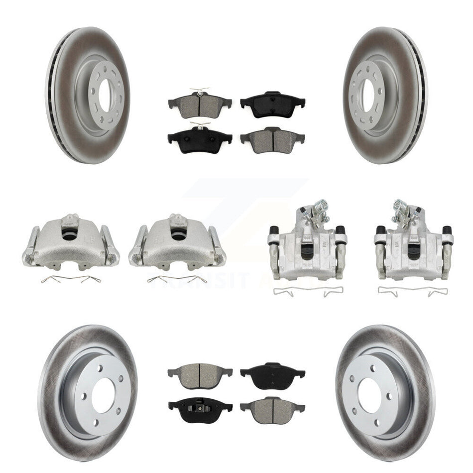Front Rear Disc Brake Caliper Coat Rotors Semi-Metallic Pad Kit (10Pc) For Mazda 3 Sport KCG-100985S