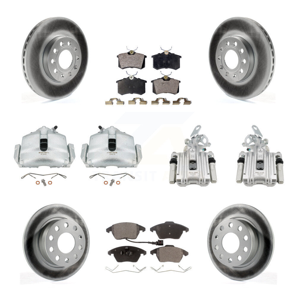 Front Rear Disc Brake Caliper Coat Rotors & Ceramic Pad Kit (10Pc) For Volkswagen Beetle KCG-100985T
