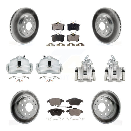 Front Rear Disc Brake Caliper Coat Rotors & Ceramic Pad Kit (10Pc) For Volkswagen Beetle KCG-100985T