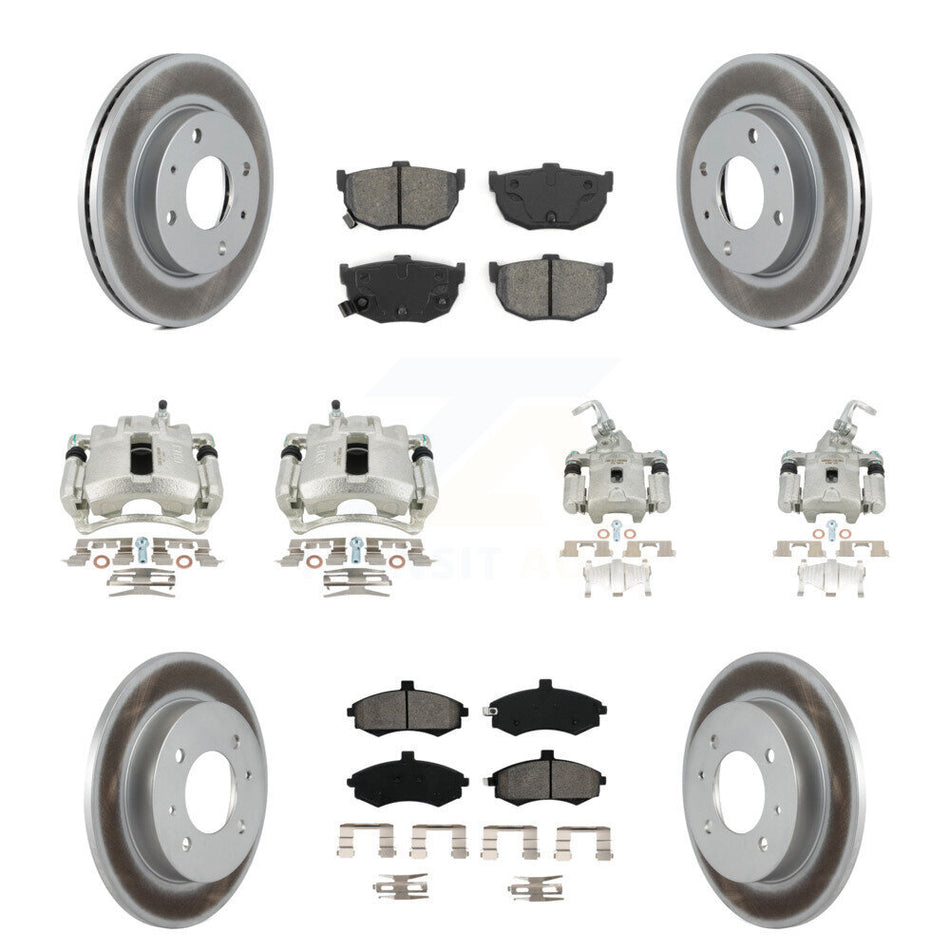 Front Rear Disc Brake Caliper Coated Rotors And Semi-Metallic Pads Kit (10Pc) For Hyundai Elantra rear brakes KCG-100986S