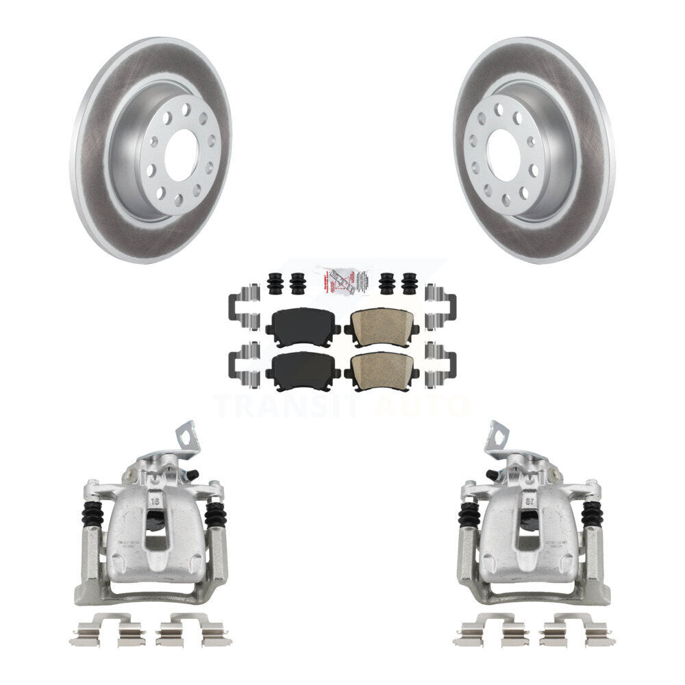 Rear Disc Brake Caliper Coated Rotor And Ceramic Pad Kit For 2008 Volkswagen Passat 2.0L KCG-100987N
