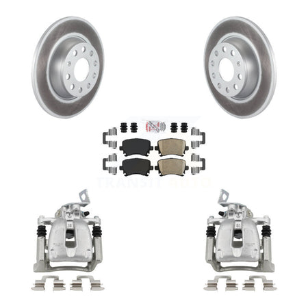 Rear Disc Brake Caliper Coated Rotor And Ceramic Pad Kit For 2008 Volkswagen Passat 2.0L KCG-100987N