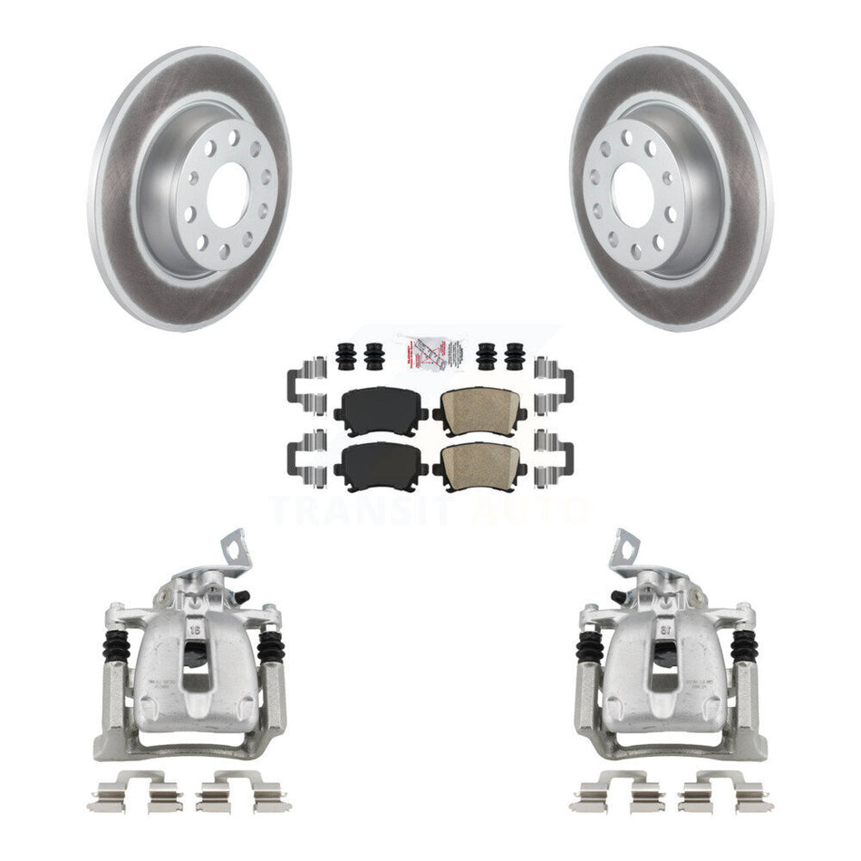 Rear Disc Brake Caliper Coated Rotor And Ceramic Pad Kit For 2008 Volkswagen Passat 2.0L KCG-100987N