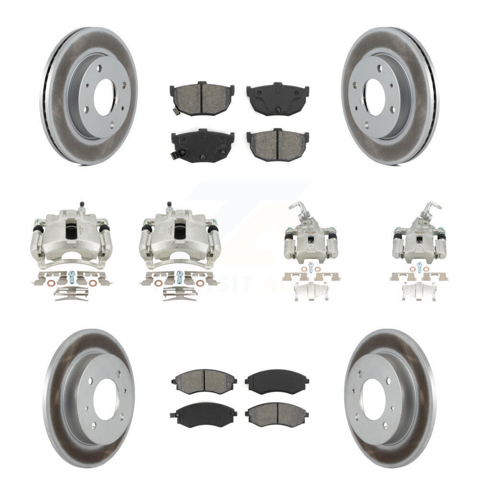Front Rear Disc Brake Caliper Coated Rotors And Semi-Metallic Pads Kit (10Pc) For 2002 Hyundai Elantra rear brakes To 10 31 01 KCG-100987S