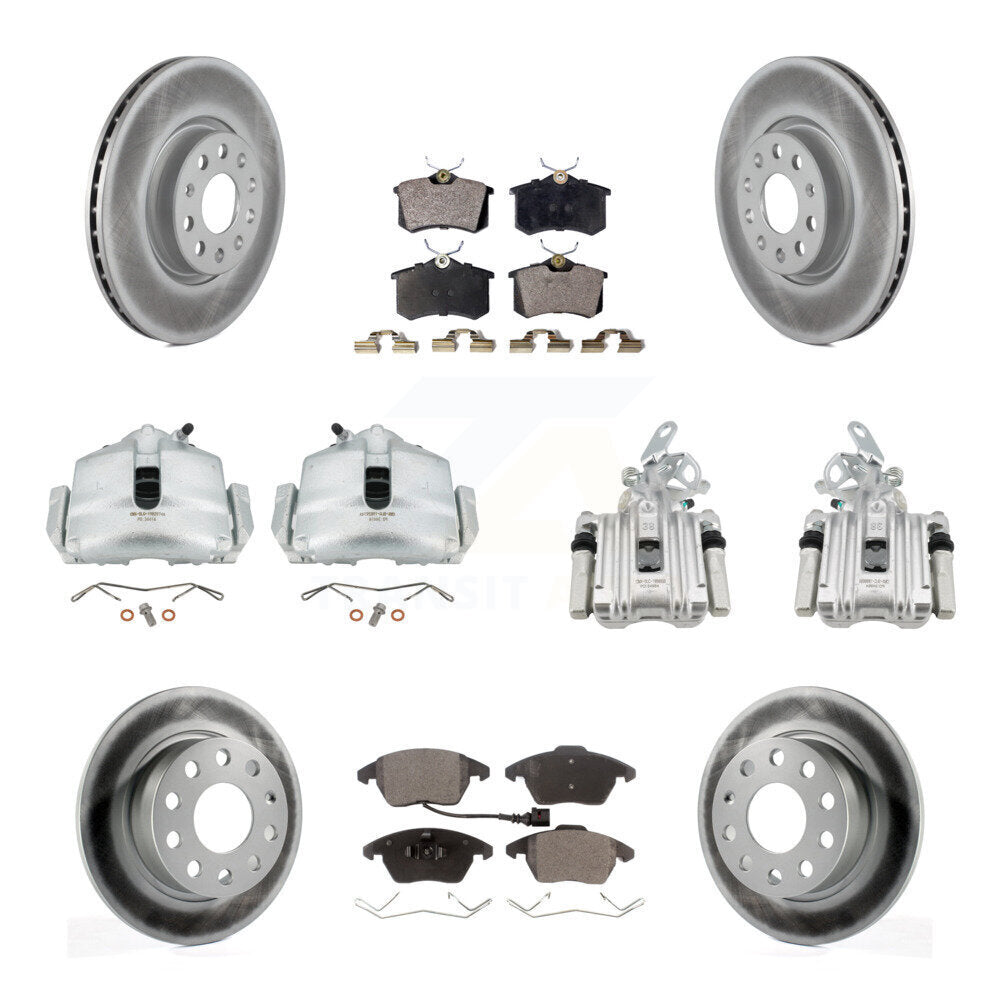 Front Rear Disc Brake Caliper Coat Rotors & Ceramic Pad Kit (10Pc) For Volkswagen Beetle KCG-100987T