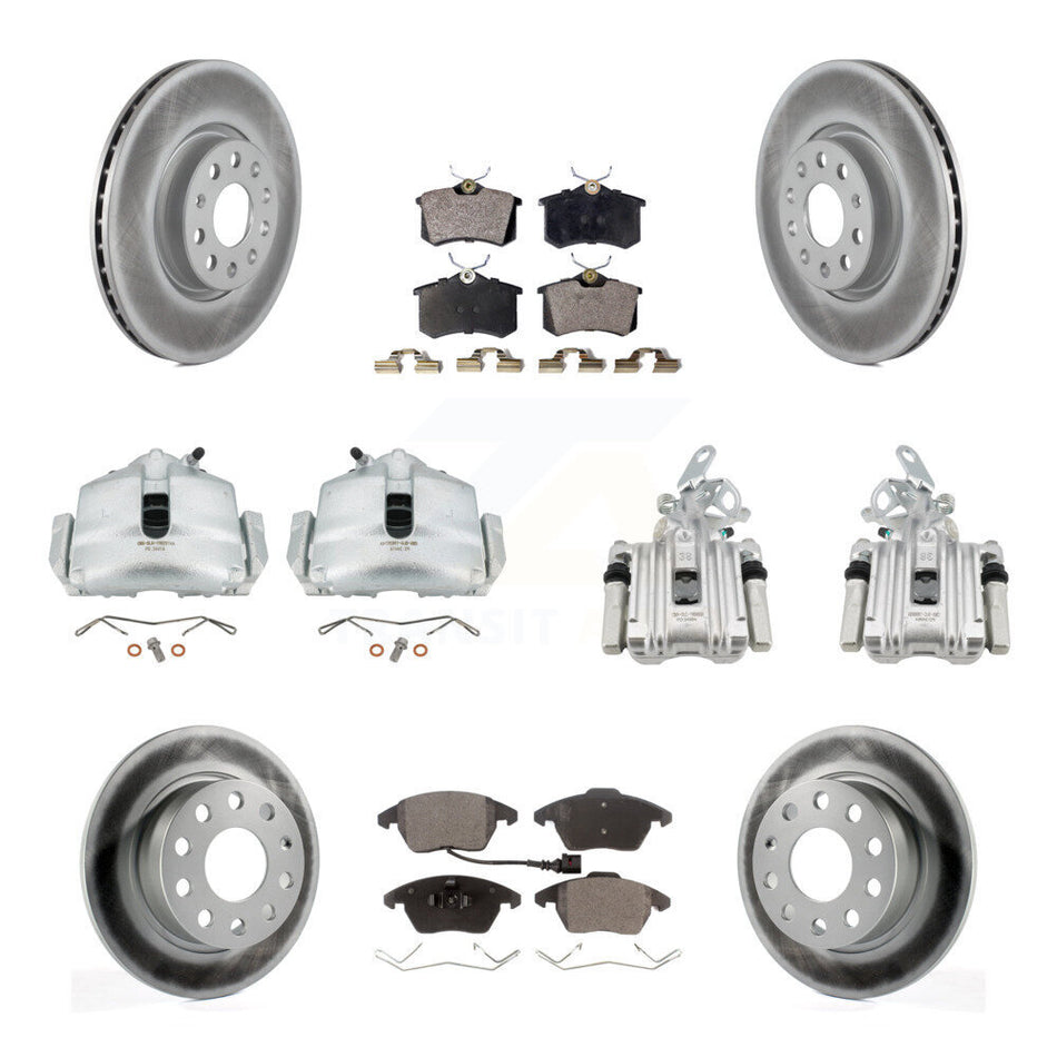 Front Rear Disc Brake Caliper Coat Rotors & Ceramic Pad Kit (10Pc) For Volkswagen Beetle KCG-100987T