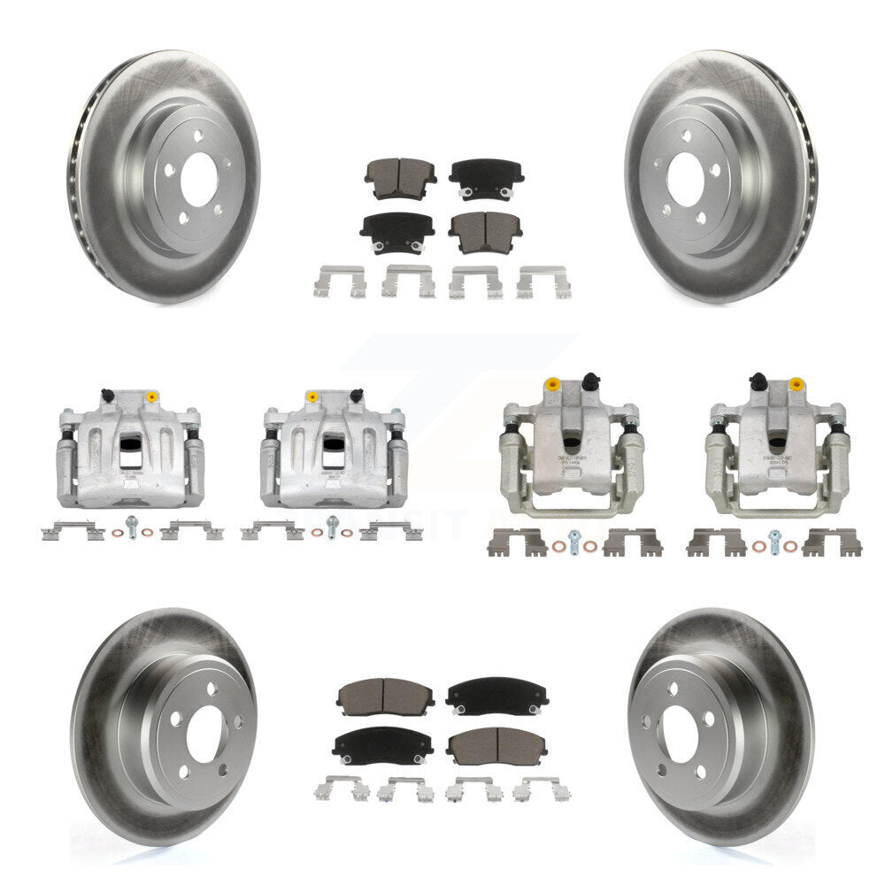 Front Rear Disc Brake Caliper Coated Rotors And Ceramic Pad Kit (10Pc) For Dodge Charger KCG-100988C