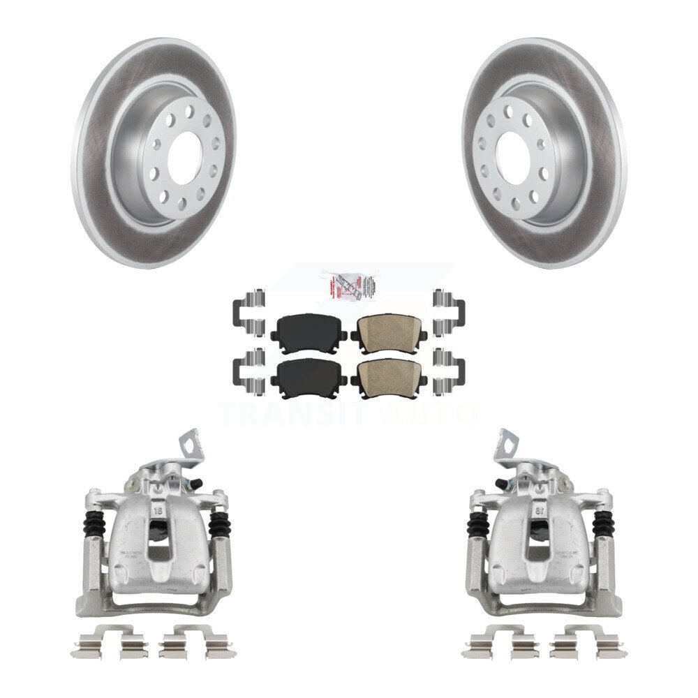 Rear Disc Brake Caliper Coated Rotor And Ceramic Pad Kit For 2008 Volkswagen Passat 2.0L KCG-100988N