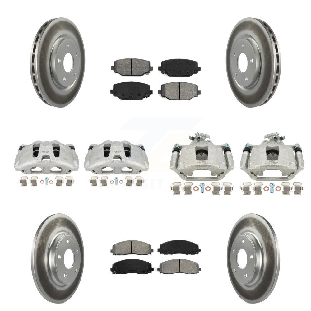 Front Rear Disc Brake Caliper Coated Rotors And Semi-Metallic Pads Kit (10Pc) For Dodge Grand Caravan KCG-100988S by Transit Auto